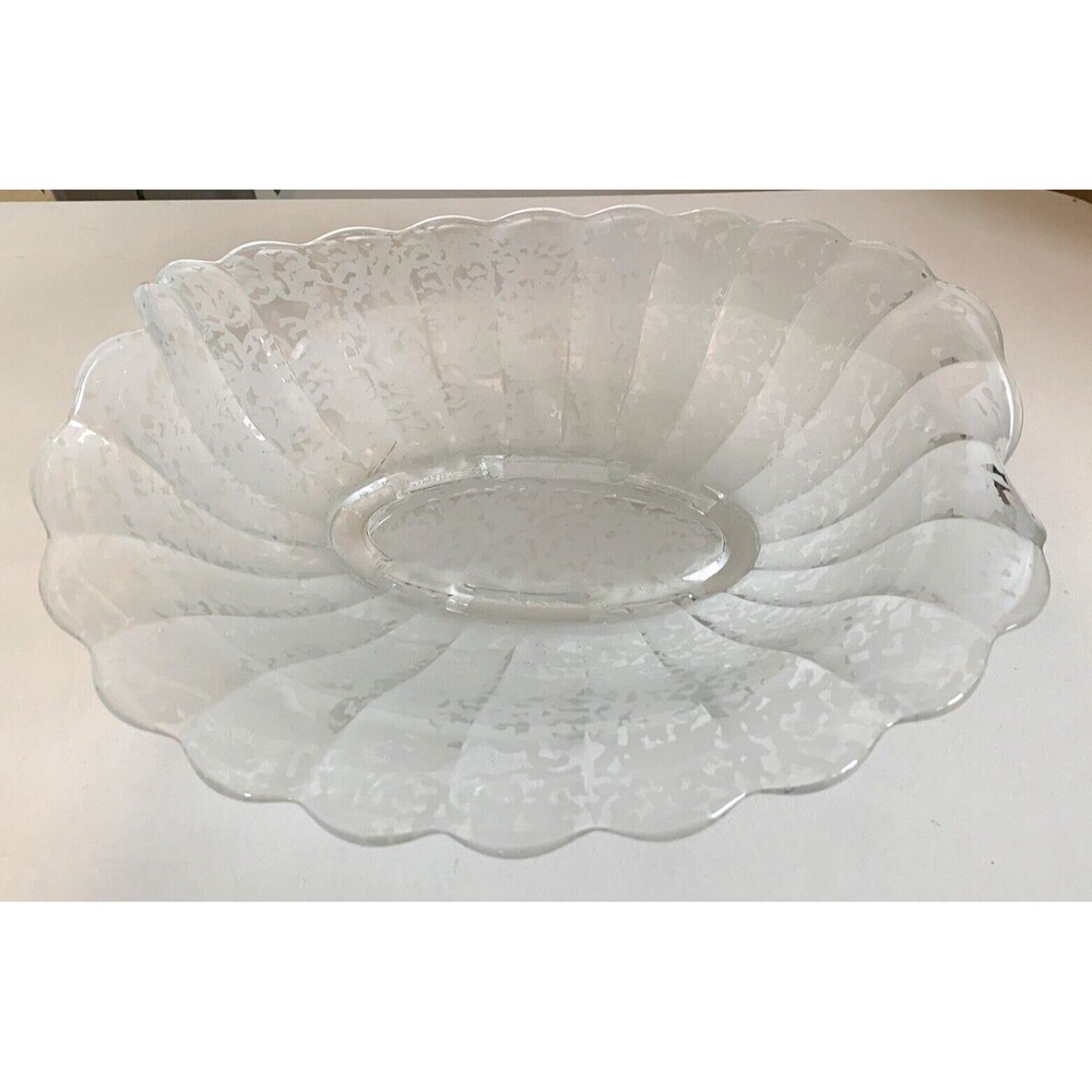 Fenton San Toy Crystal Art Glass Bowl Frosted Etching Vintage 1930s
